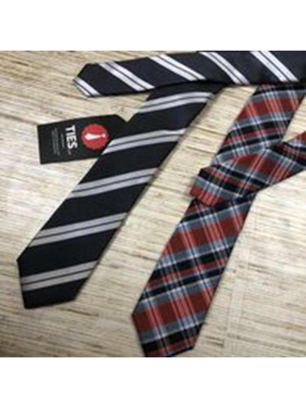 2294 Ties.com lot of 2 men's silk ties BLUE RED GRAY